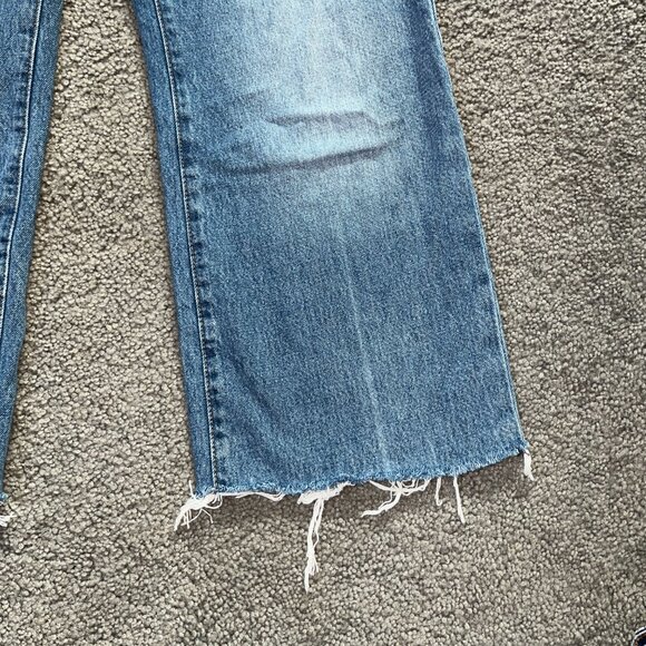 LEVI'S BIG E WEDGIE WIDE LEG ALTERED RAW HEM HIGH WAISTED BLUE JEANS -W 25 L 27 - Picture 4 of 12